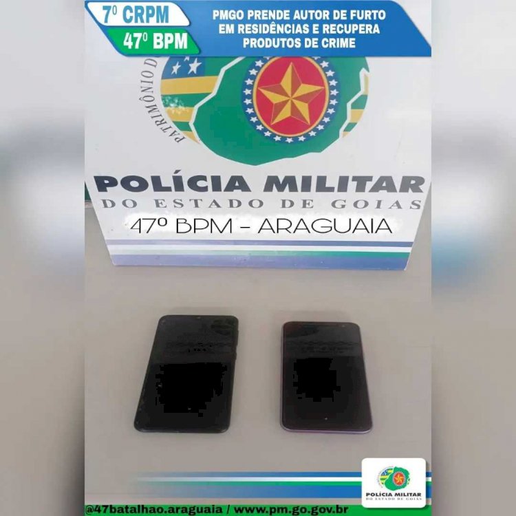 POLICIA MILITAR DE GOIÁS PRENDE AUTOR DE FURTO EM RESIDÊNCIA E RECUPERA OBJETOS FURTADOS