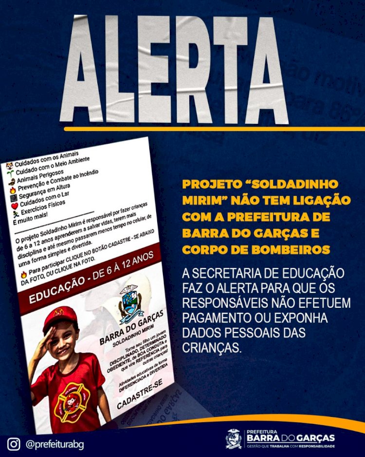 Alerta à população sobre curso