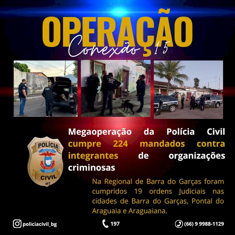 Megaoperação da Polícia Civil cumpre 224 mandados contra integrantes de organizações criminosas em todo o estado de Mato Grosso