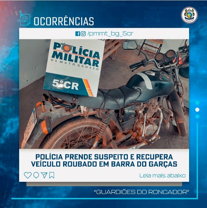 POLÍCIA PRENDE SUSPEITO E RECUPERA VEÍCULO ROUBADO EM BARRA DO GARÇAS