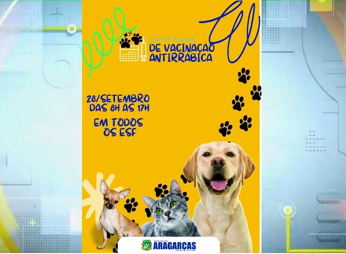 Acontecerá neste final de semana em Aragarças–GO, o dia “D” de vacinação antirrábica.